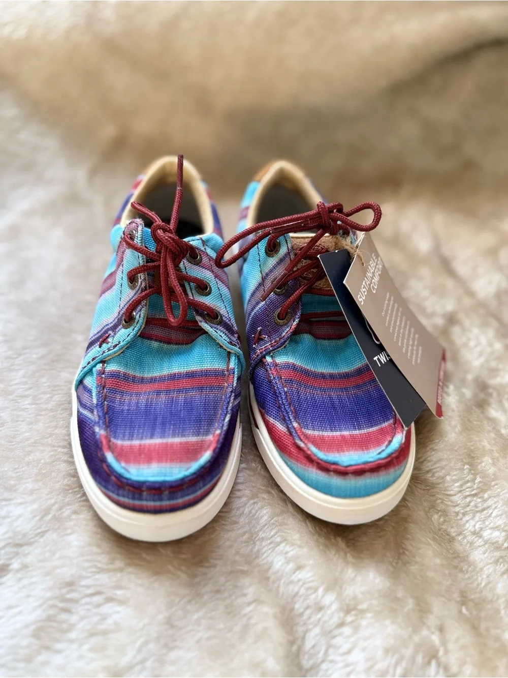 Twisted X Multicolor Striped Canvas Boat Shoe - Blue, Red, Purple